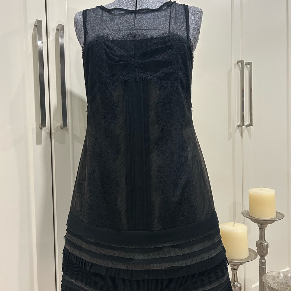 BCBGMaxAzria Black Sheer Mini Dress